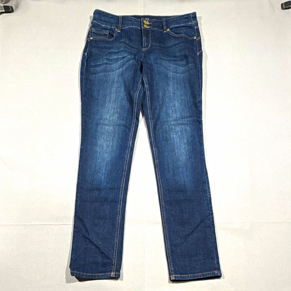 NY & Co Curve Creator Women's Size 12 Skinny Jeans Dark Wash Blue Stretch